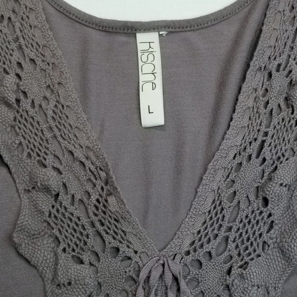 Kische Sleeveless Top w/Crochet Lace Accents Large - Picture 3 of 6